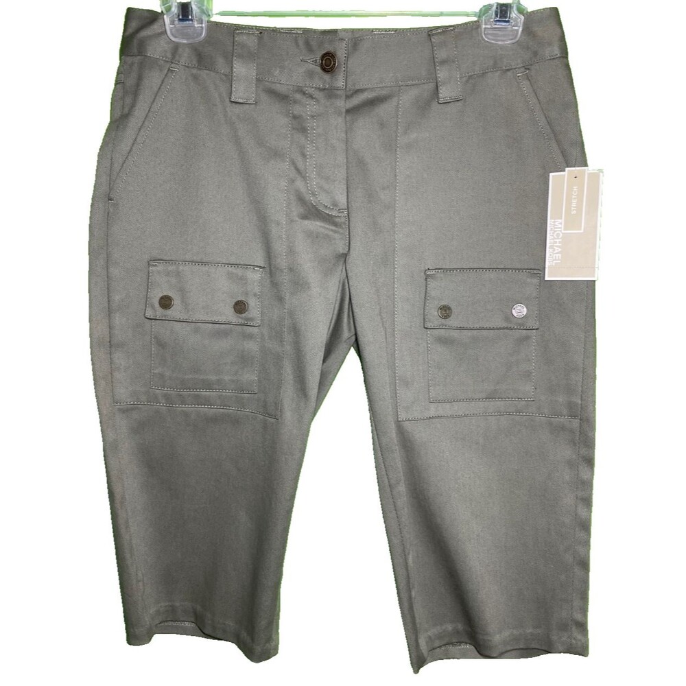 Michael Kors NWT Size 0 Khaki Stretch Army Green 6 Pockets Women's Shorts NEW